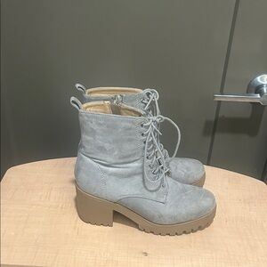 Soda Light Gray Lace-Up Boots